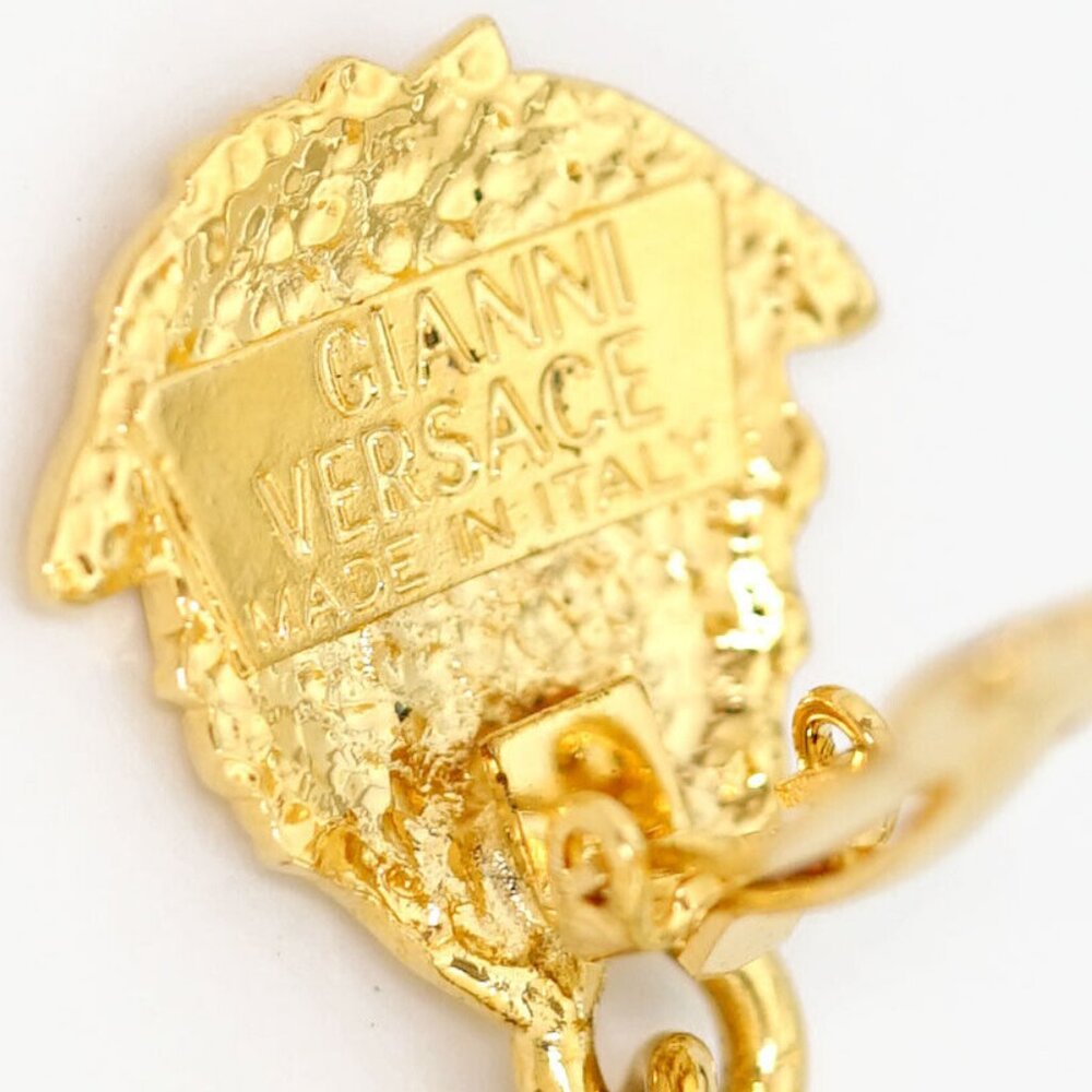 GIANNI VERSACE Medusa Dangle Clip-On Earrings Gold Tone Auth l1126-1 - Picture 5 of 5